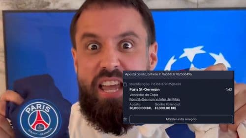 PR Tipster acerta aposta de R$50 mil na vitória do PSG como campeão da Copa, com odd 1.62