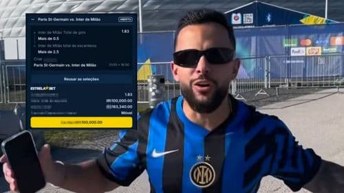 Tips Place aposta R$100 mil em múltipla a favor da Inter de Milão na final contra o PSG