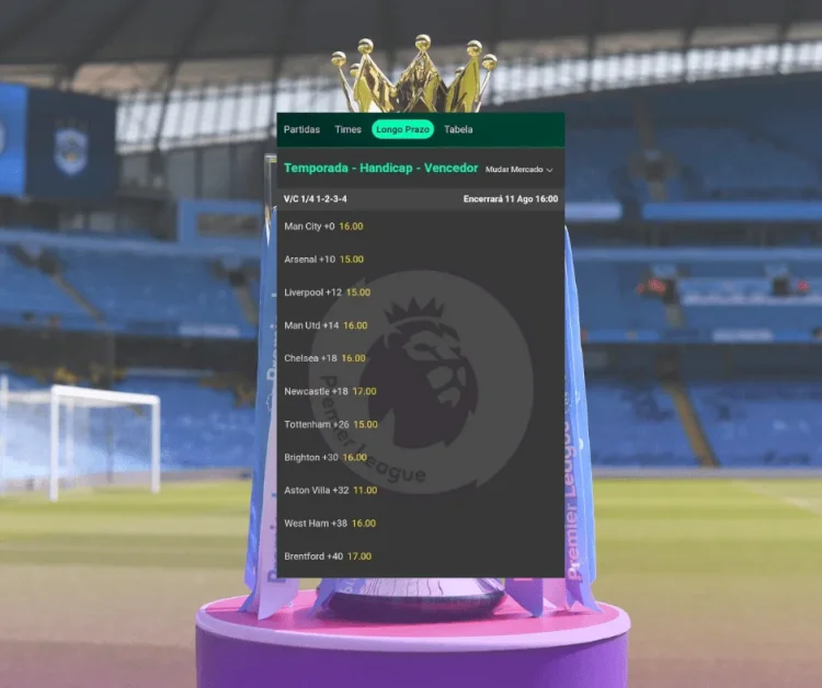 Bet365 abre mercado de handicap para vencedor da Premier League