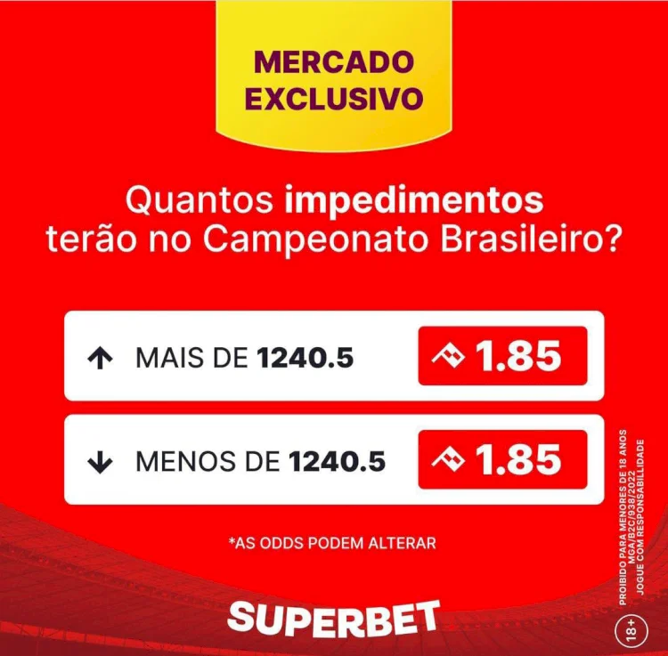 Superbet abre mercado especial de impedimentos no Campeonato Brasileiro