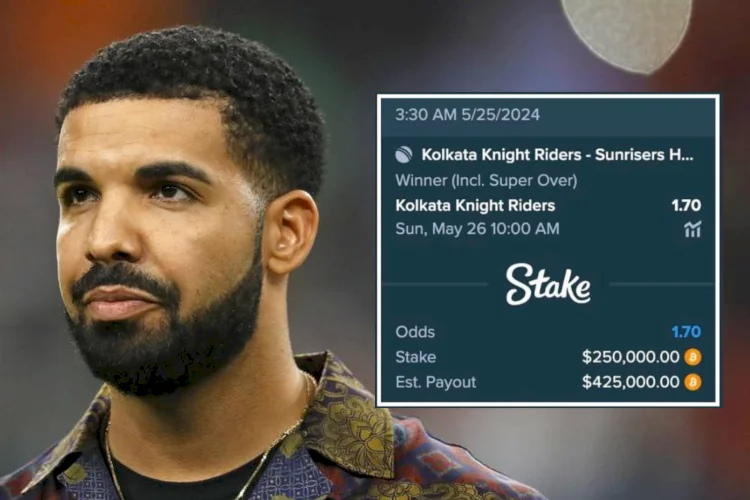 Drake aposta US$250 mil na vitória do Kolkata Knight Riders na Indian Premier League