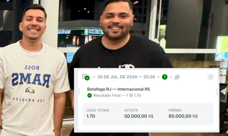 Emilio e DG ganham mais de R$85 mil com vitória do Botafogo sobre o Internacional