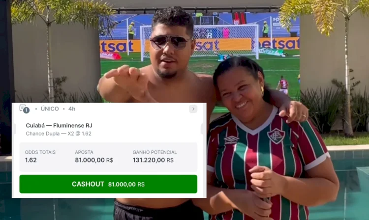 Lucas Tylty e Mama Tylty apostam alto no Fluminense e lucram mais de R$50 mil