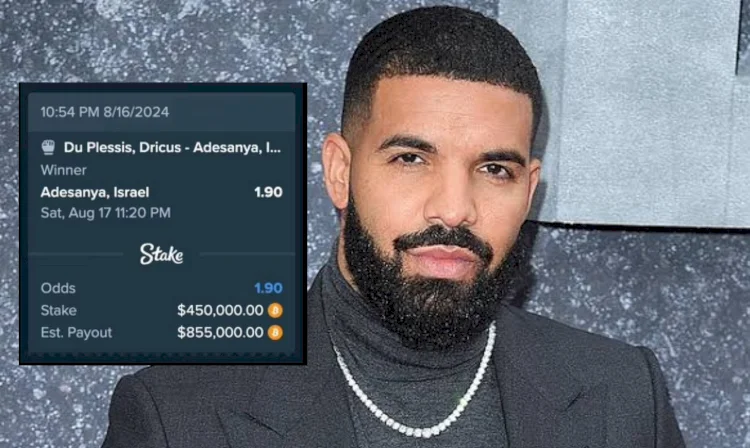 Drake aposta US$450 mil na vitória de Israel Adesanya no UFC 305