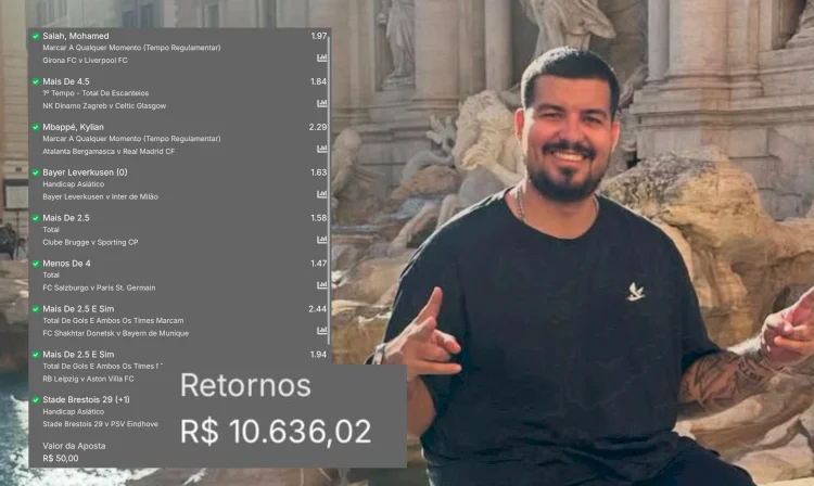 Gustavo Tipster garante retorno de mais de R$10 mil com aposta múltipla de R$50 reais